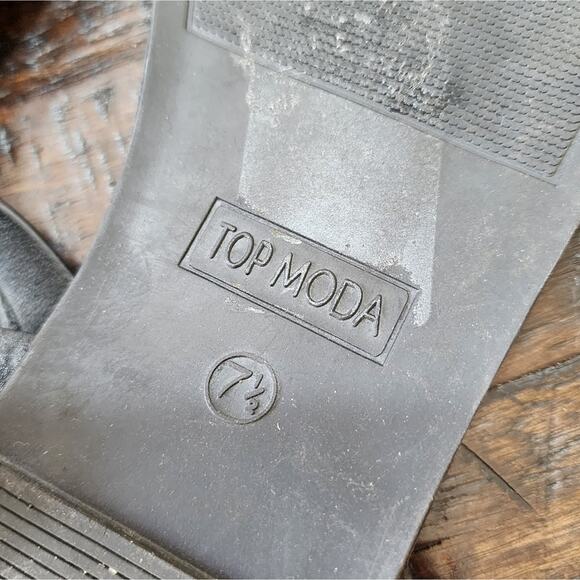 Top Moda Black Flat Sandals‎ Size 7.5 - Picture 4 of 5